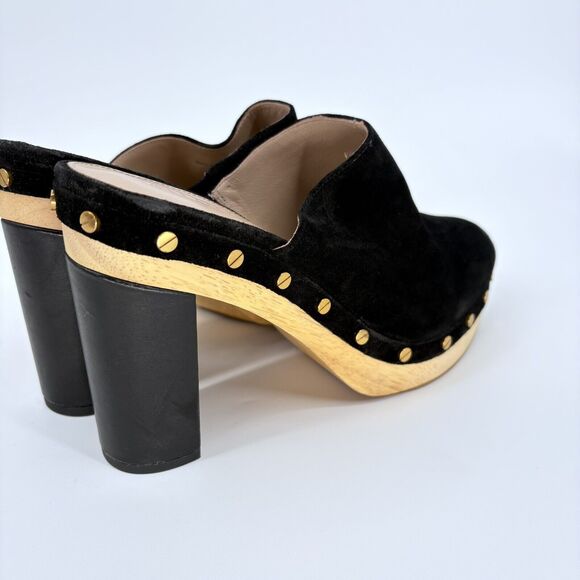 Veronica Beard Grita Black Suede Studded Heeled mules Slip On Clogs Size 9M - Picture 2 of 14